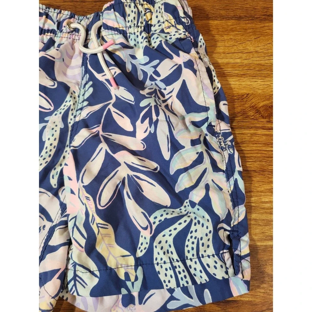 Lilly Pulitzer Junior Boys Capri Swim Trunks XS Blue‎ Nautical Seaweed Swimsuit